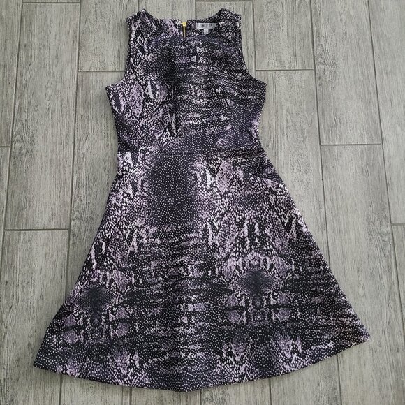 Jennifer Lopez women's fit and flare dark grey scuba formal dress size 4 - Picture 1 of 13